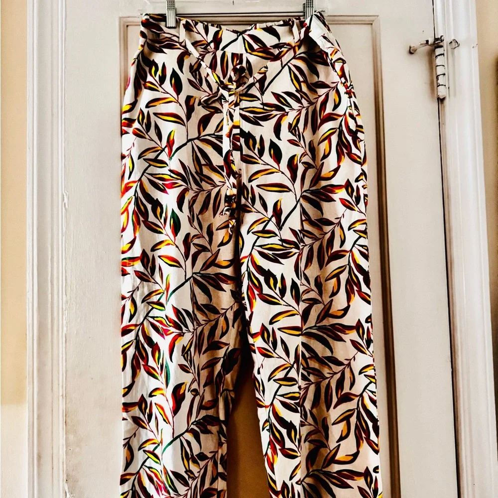 Calligraphie Leaf Print wiWooden Beads Pants - Picture 4 of 12